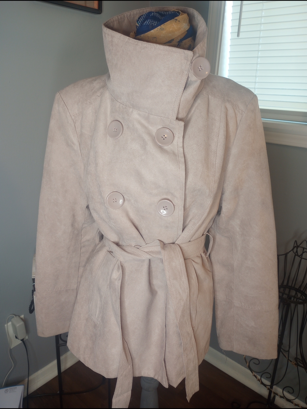 Last Kiss Light Beige Double-Breasted Trench Coat with Belt
